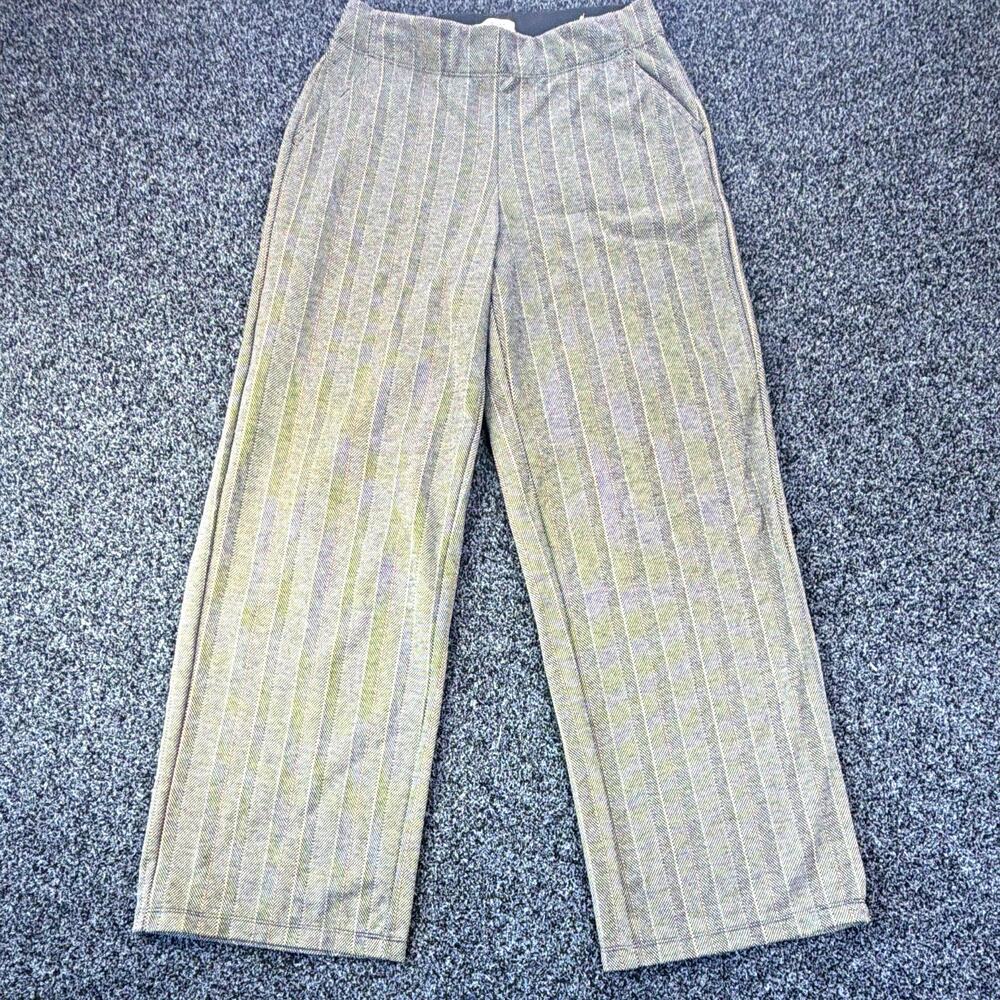 Max Studio London Women's Gray Herringbone Straight Leg Stretch Dress Pants M